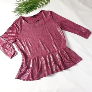 NWT New Nue Options 3/4 Sleeve Peplum Top